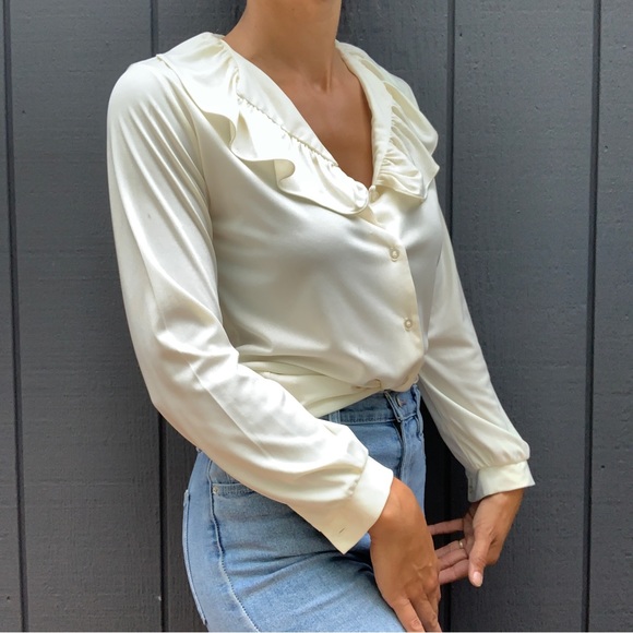 Vintage Lucky Winner ruffled blouse Sz 9/10 - Picture 2 of 3